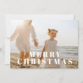 Cartes Pour Fêtes Annuelles Typographie classique de Noël Joyeux blanc (Devant)