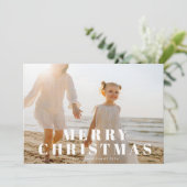 Cartes Pour Fêtes Annuelles Typographie classique de Noël Joyeux blanc (Debout devant)