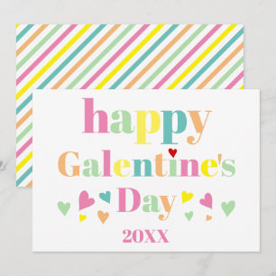 Cartes Pour Fêtes Annuelles Typographie colorée rayures Bonne fête de Galentin