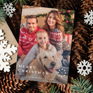 Cartes Pour Fêtes Annuelles Typographie de Noël élégante et photo minimale mod
