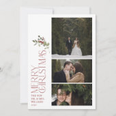 Cartes Pour Fêtes Annuelles Typographie de Noël moderne Bourgogne Joyeuse 3 Ph (Devant)