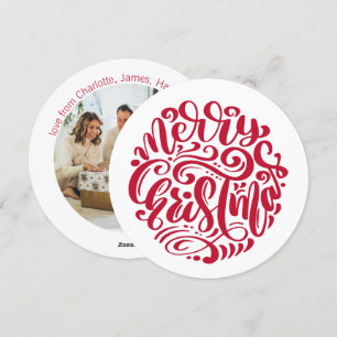 Cartes Pour Fêtes Annuelles Typographie de Noël rouge Photo personnalisée