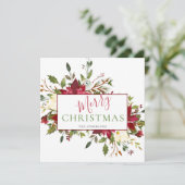 Cartes Pour Fêtes Annuelles Typographie de Noël Rustique Floral (Debout devant)