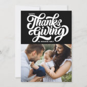 Cartes Pour Fêtes Annuelles Typographie de script en gras Thanksgiving noir (Devant)