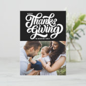 Cartes Pour Fêtes Annuelles Typographie de script en gras Thanksgiving noir (Debout devant)