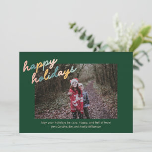 Cartes Pour Fêtes Annuelles Typographie de script vintage Photo verte Joyeuse