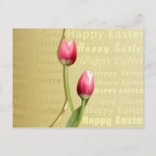 Cartes Pour Fêtes Annuelles Typographie d'or des Tulipes de Pâques