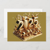 Cartes Pour Fêtes Annuelles typographie dorée (Devant / Derrière)