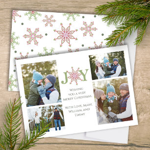 Cartes Pour Fêtes Annuelles Typographie du flocon de neige de Noël Multi Photo