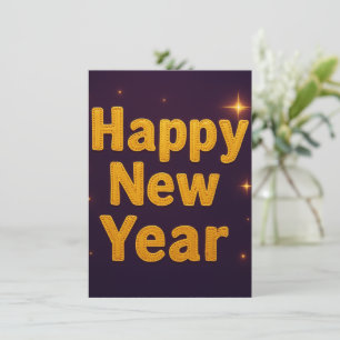 Cartes Pour Fêtes Annuelles Typographie Élégante Brodée en Or Soirée Chic