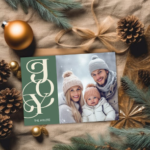 Cartes Pour Fêtes Annuelles Typographie Élégante Joie Moderne Photo Minimal Ve