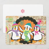 Cartes Pour Fêtes Annuelles Typographie et pingouins Noël (Devant / Derrière)
