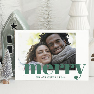 Cartes Pour Fêtes Annuelles Typographie festive verte Joyeux Noël Photo