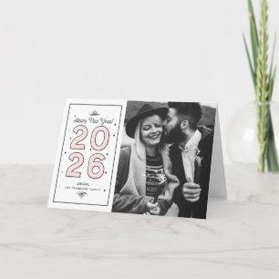 Cartes Pour Fêtes Annuelles Typographie géométrique rose clair 2025 Nouvel An