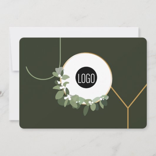 Cartes Pour Fêtes Annuelles Typographie Green Joy Moderne Wreath Logo d'entrep (Devant)