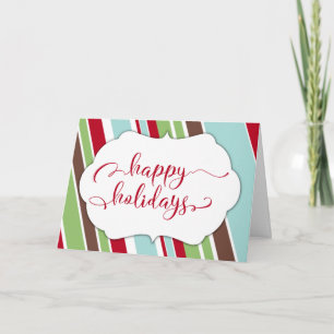 Cartes Pour Fêtes Annuelles Typographie Joyeuses Fêtes Rouges avec Rayures Dia