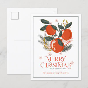 Cartes Pour Fêtes Annuelles Typographie Joyeux Noël Bouquet de fruits de fêtes
