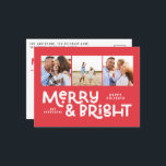 Cartes Pour Fêtes Annuelles Typographie minimale moderne 3 photo Noël fun<br><div class="desc">Tout n'est peut-être pas calme mais tout peut encore être lumineux avec cette carte de Noël moderne et colorée amusante. Avec espace pour 3 photos carrés,  disponibles dans une sélection de couleurs.</div>