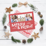 Cartes Pour Fêtes Annuelles Typographie minimale moderne 3 photo Noël fun<br><div class="desc">Tout n'est peut-être pas calme mais tout peut encore être lumineux avec cette carte de Noël moderne et colorée amusante. Avec espace pour 3 photos carrés,  disponibles dans une sélection de couleurs.</div>
