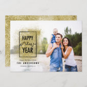 Cartes Pour Fêtes Annuelles Typographie minimale moderne or parties scintillan (Devant / Derrière)