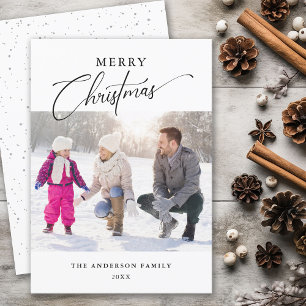 Cartes Pour Fêtes Annuelles Typographie minimaliste moderne Photo Joyeux Noël