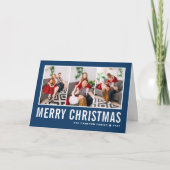 Cartes Pour Fêtes Annuelles Typographie moderne Blue Photo Collage Noël (Devant)