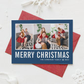 Cartes Pour Fêtes Annuelles Typographie moderne Blue Photo Collage Noël