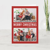 Cartes Pour Fêtes Annuelles Typographie moderne Collage photo Noël rouge (Devant)