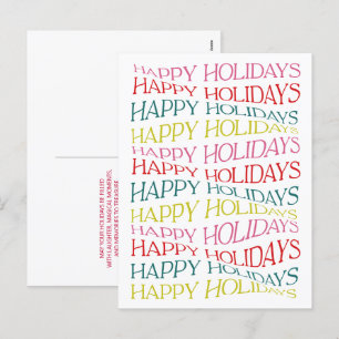 Cartes Pour Fêtes Annuelles Typographie moderne Colorful Bright Happy Holidays