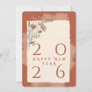 Cartes Pour Fêtes Annuelles Typographie moderne en terre cuite Bonne année 202
