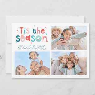 CARTES POUR FÊTES ANNUELLES TYPOGRAPHIE MODERNE ET AMUSANTE POUR FAMILLE MULTI