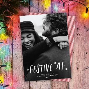 Cartes Pour Fêtes Annuelles Typographie moderne Funny Festive AF Photo Noël