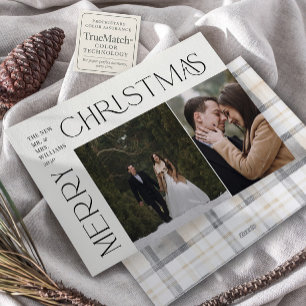 Cartes Pour Fêtes Annuelles Typographie moderne Joyeux Noël 2 Photo Plaid
