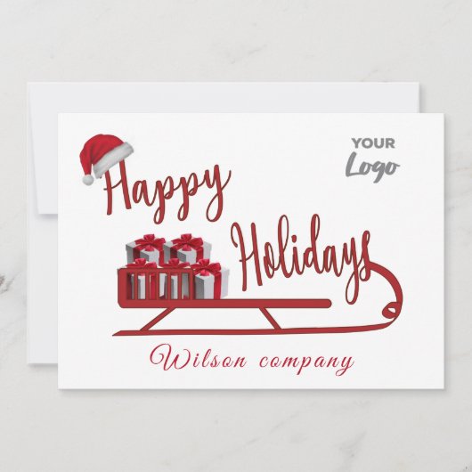 Cartes Pour Fêtes Annuelles Typographie moderne logo Sledge Happy Holidays (Devant)