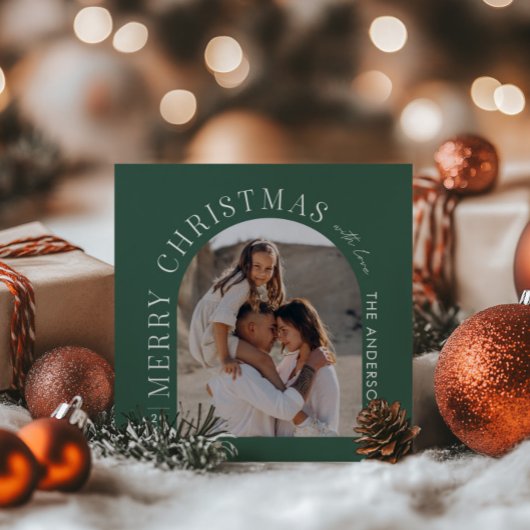 Cartes Pour Fêtes Annuelles Typographie moderne photo collage vert Noël