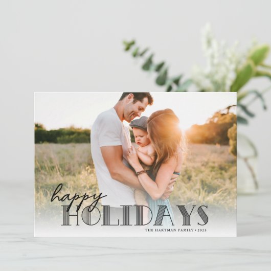 Cartes Pour Fêtes Annuelles Typographie moderne simple Black Happy Photo (Debout devant)