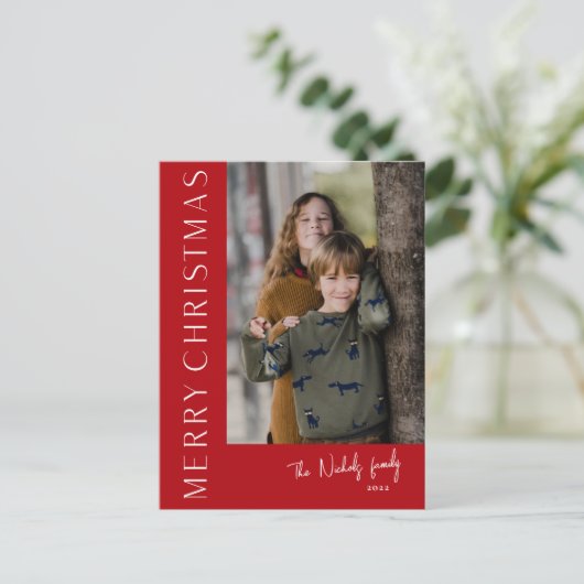 Cartes Pour Fêtes Annuelles Typographie moderne Simple Joyeux Noël Photo (Debout devant)