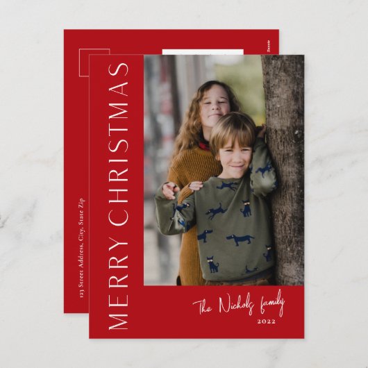 Cartes Pour Fêtes Annuelles Typographie moderne Simple Joyeux Noël Photo (Devant / Derrière)