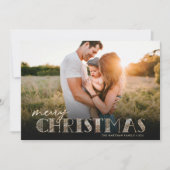 Cartes Pour Fêtes Annuelles Typographie moderne simple photo de Noël d'or (Devant)