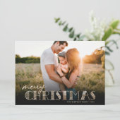 Cartes Pour Fêtes Annuelles Typographie moderne simple photo de Noël d'or (Debout devant)