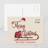 Cartes Pour Fêtes Annuelles Typographie moderne Sledge Joyeux logo Noël (Devant / Derrière)