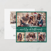 Cartes Pour Fêtes Annuelles Typographie Moderne Vert 5 Photo Collage Noël (Devant / Derrière)