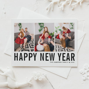 Cartes Pour Fêtes Annuelles Typographie noire Bonne année photo Collage