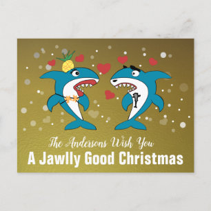 Cartes Pour Fêtes Annuelles Typographie personnalisée des requins de Noël