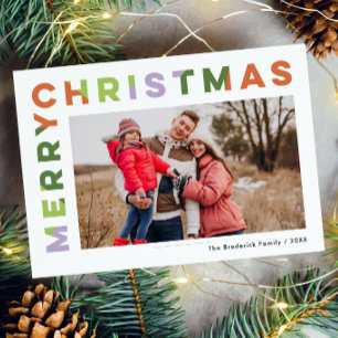 Cartes Pour Fêtes Annuelles Typographie photo de Noël joyeux colorée en gras