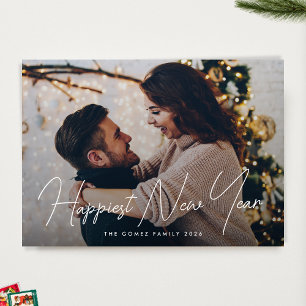 Cartes Pour Fêtes Annuelles Typographie photo simple et élégante Bonne année