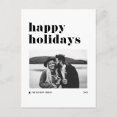 Cartes Pour Fêtes Annuelles Typographie Retro Gras Noir Photo Joyeuses Fêtes (Devant)