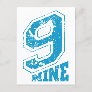 Cartes Pour Fêtes Annuelles Typographie Rétro Minimaliste bleu Numéro Neuf