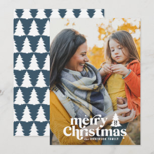 Cartes Pour Fêtes Annuelles Typographie rétro moderne 1 fête photo Noël