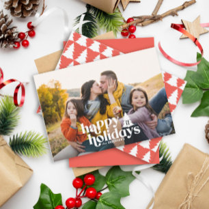 Cartes Pour Fêtes Annuelles Typographie rétro moderne 1 photo vacances Noël